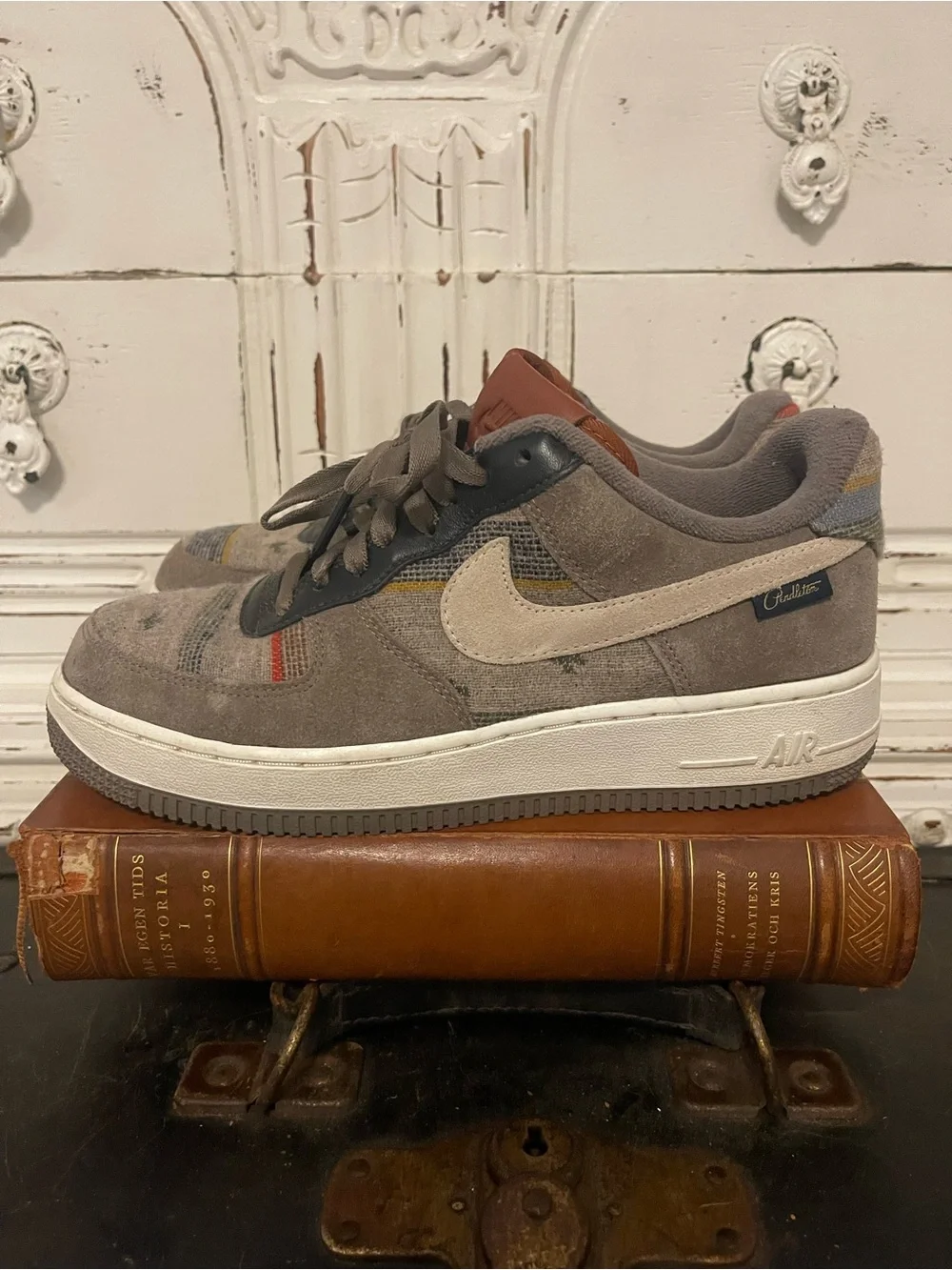 Nike Pendleton Custom Grey Suede Swoosh Low-Top Sneakers